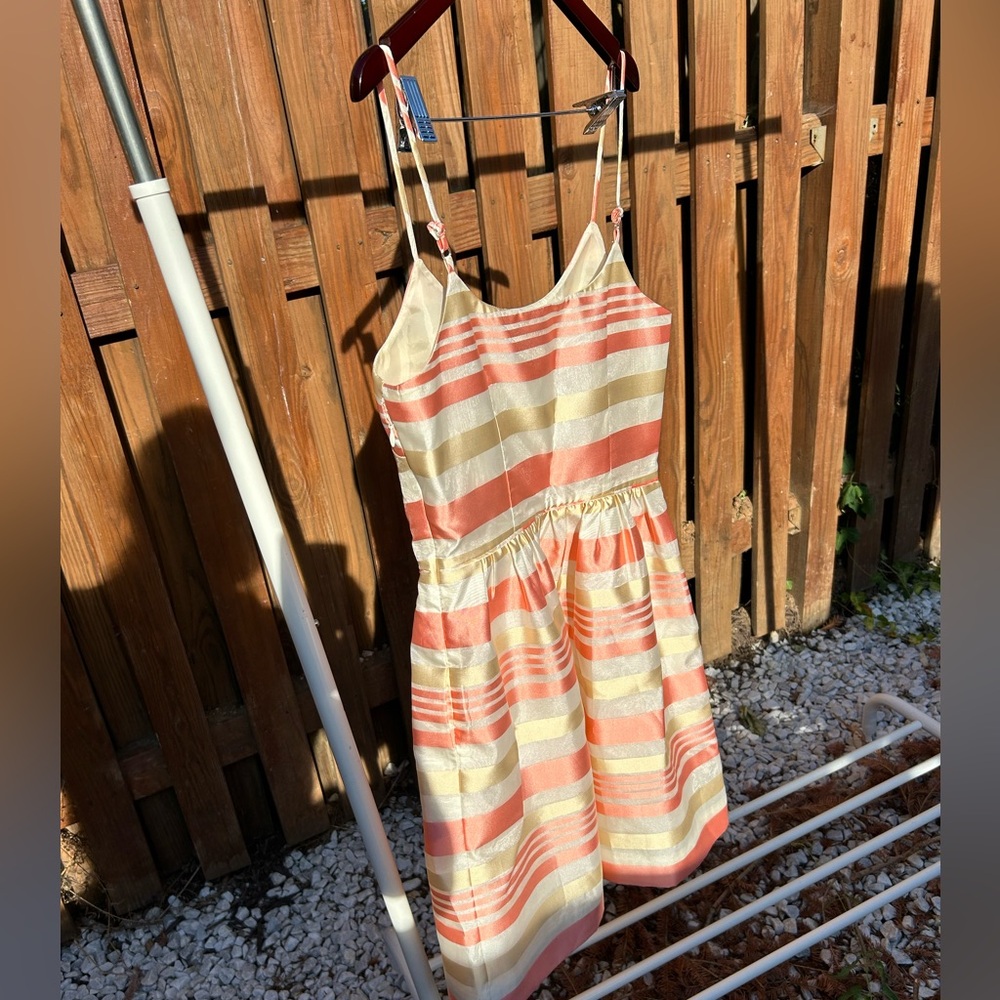 JCrew cocktail pink-striped dress
